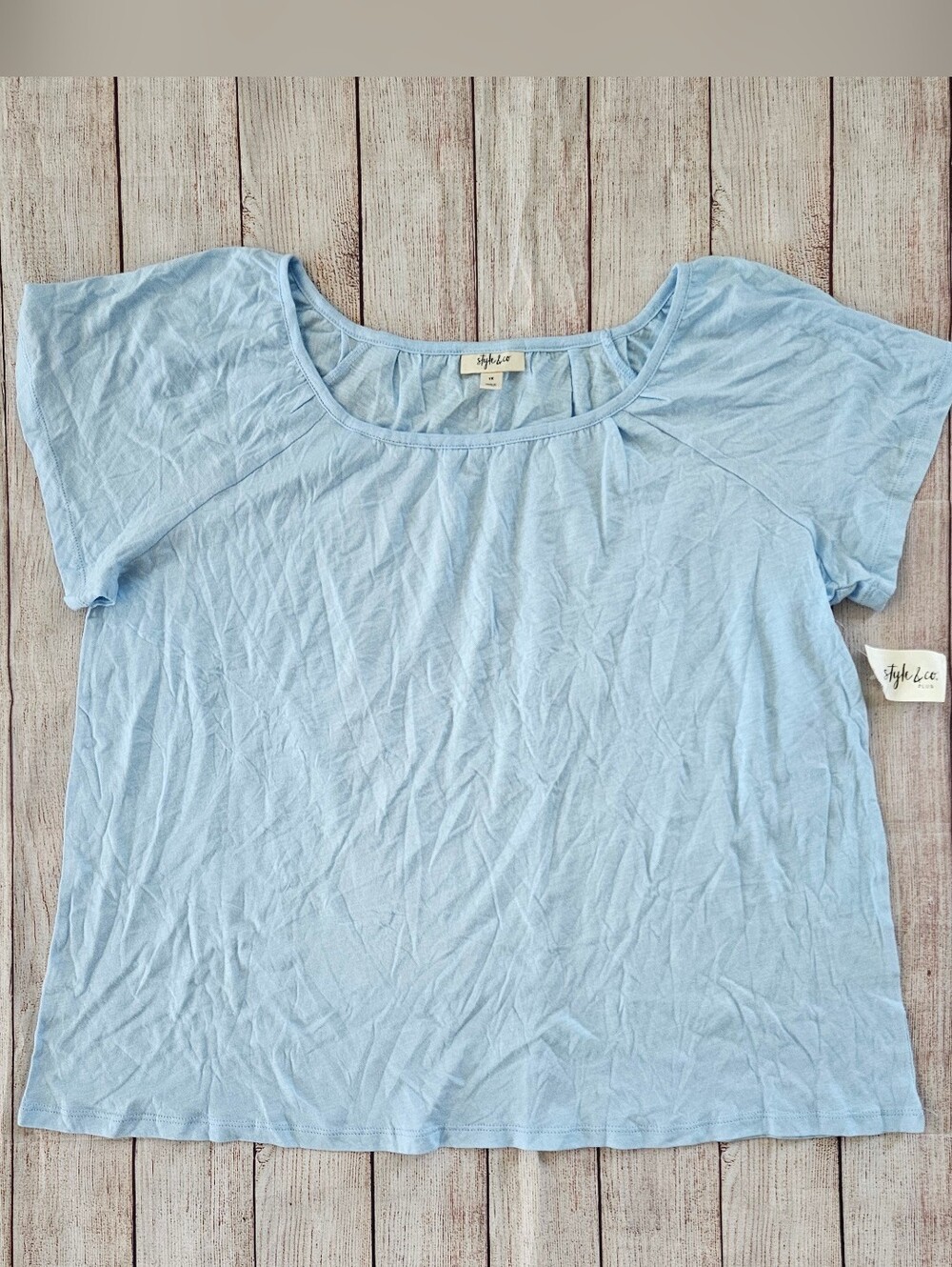 Style & Co. Powder Blue Scoop Neck Short Sleeve Tee
